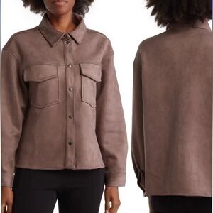 Sanctuary Dakota Shacket stretch faux suede in Portobello M